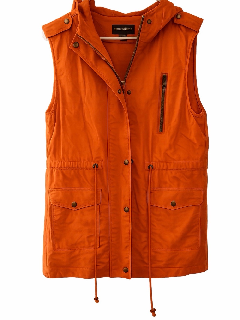 Zenana Outfitters Orange Hooded Utility Vest